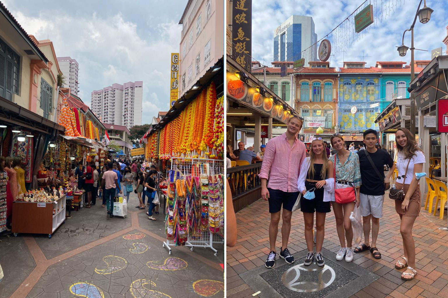 Singapur: links Little India, rechts Chinatown mit Freund*innen