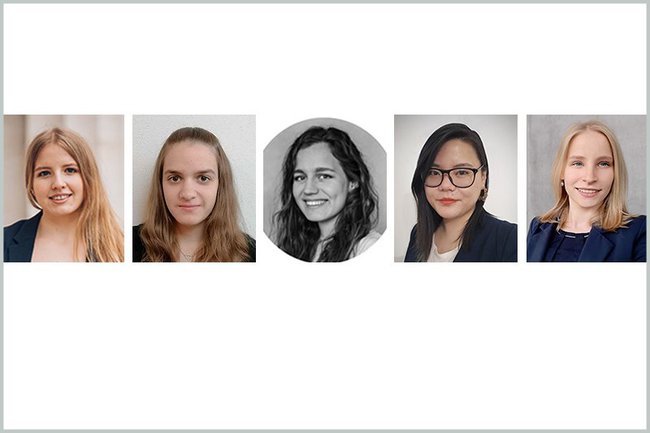 Kandidatinnen für den Dialog Marketing Rookie von li.: Sarah Schwarzinger, Franziska Dopona, Chiara Bammer, Hsu Shao und Christina Mittelbach