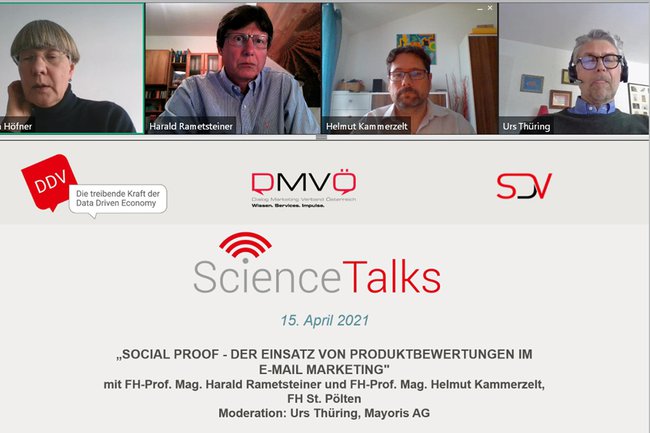 Harald Rametsteiner und Helmut Kammerzelt sprachen beim Science Talk des Deutschen Dialogmarketing Verband zum Thema "Wirkung von Social Proof im E-Mail Marketing"
