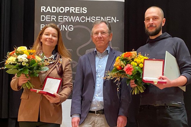 Anna Michalski, Doron Rabinovici und Pawel Kaminski von Radio Orange