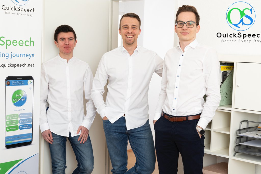 Das Quickspeech-Team: COO Christian Woltran, Gründer und CEO Lukas Snizek und CTO Patrick Riemer (vlnr.).